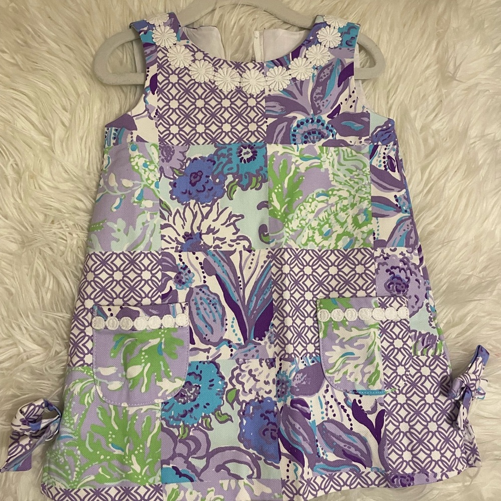 Lilly Pulitzer Purple and Blue Patchwork Kids Dress